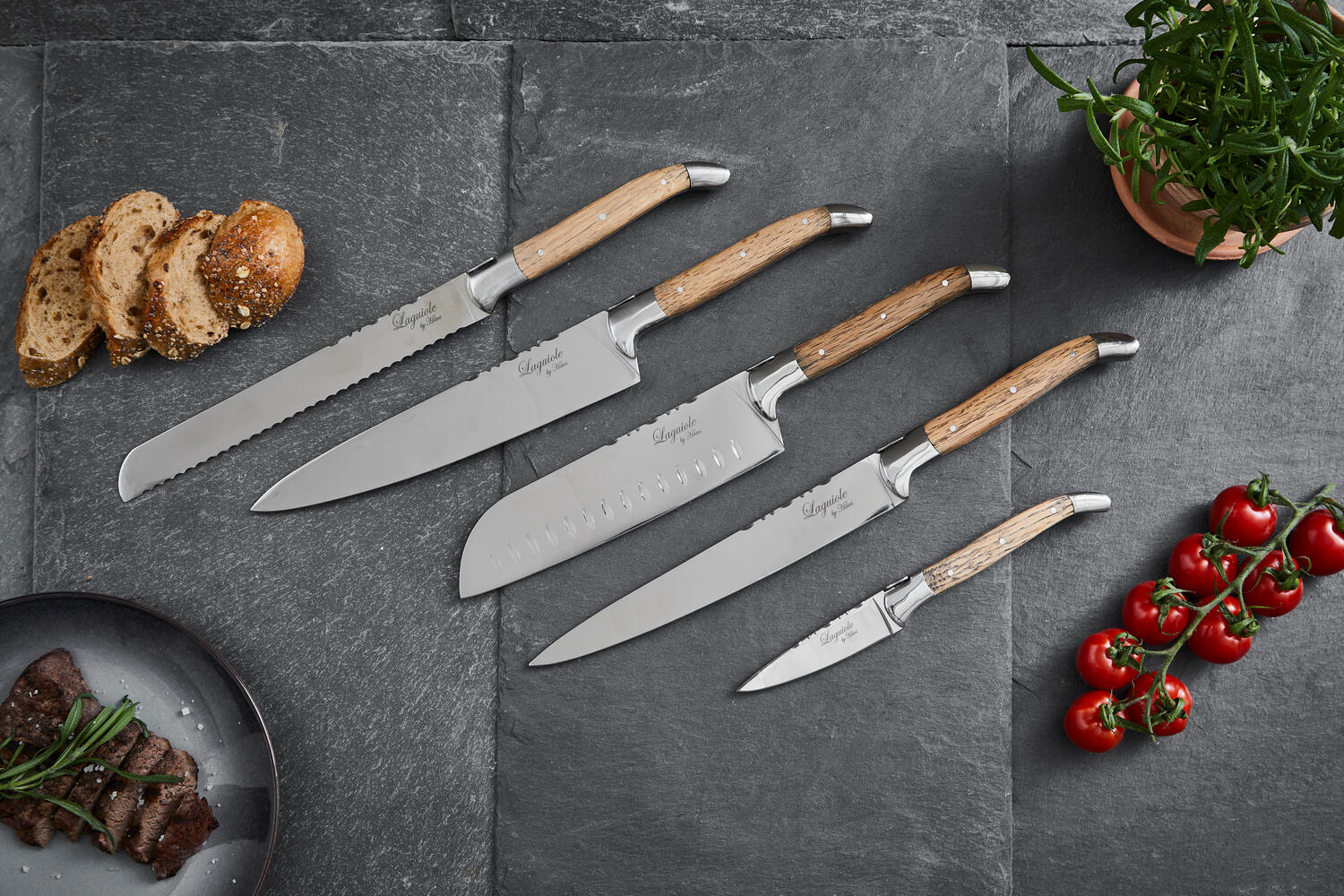 Chef knivsæt, Oak - 5 stk